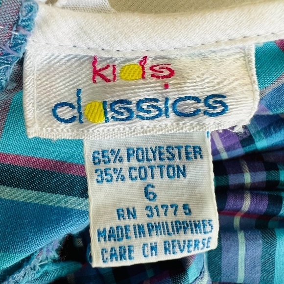 Vintage Kids Classics Girls Plaid Embroidered Collar Prairie Cottagecore Dress 6 - Picture 10 of 12